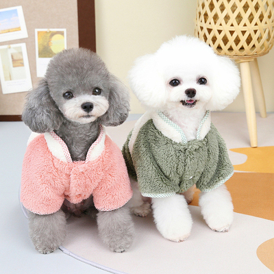Dog Fleece Patchwork Top Pet Clothing Small Dog Autumn And Winter Cute Cotton Padded Coat